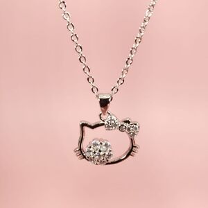 Brand New Silver Rhinestone Hello Kitty Necklace